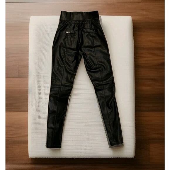 Maniere De Voir Leggings Womens Matte Vegan Leather Contour Side Ankle Zip 2 US - Picture 7 of 8